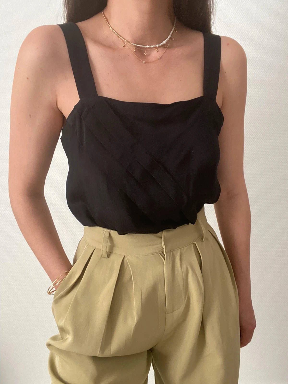 🌺Top met schouderbanden in retrostijl met plooien – photo 5